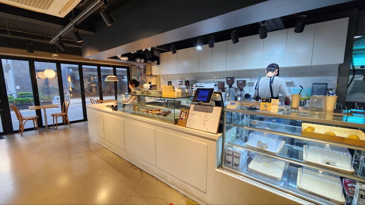 First-floor counter and seating inside Brick Haus
