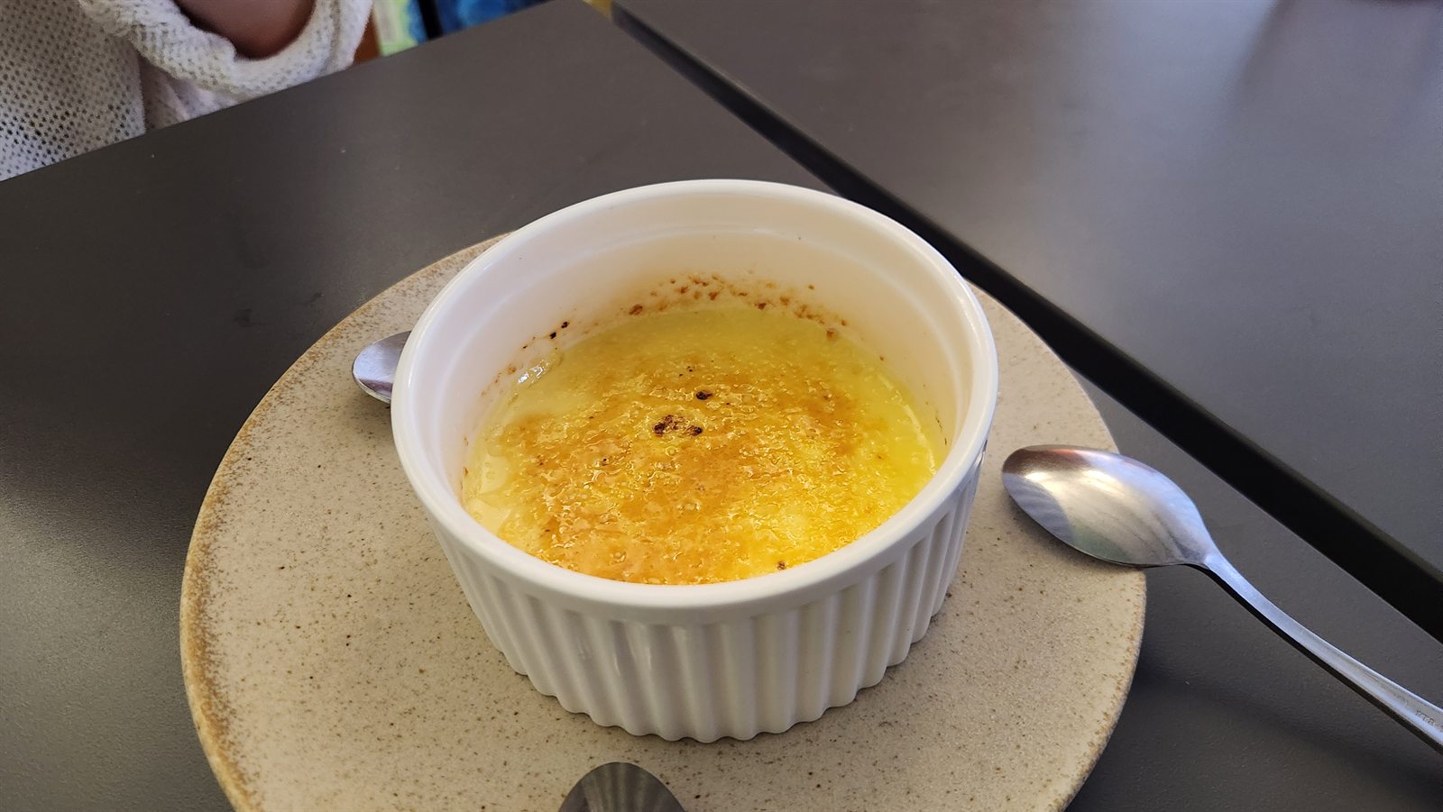 Creme brulee dessert at Frater