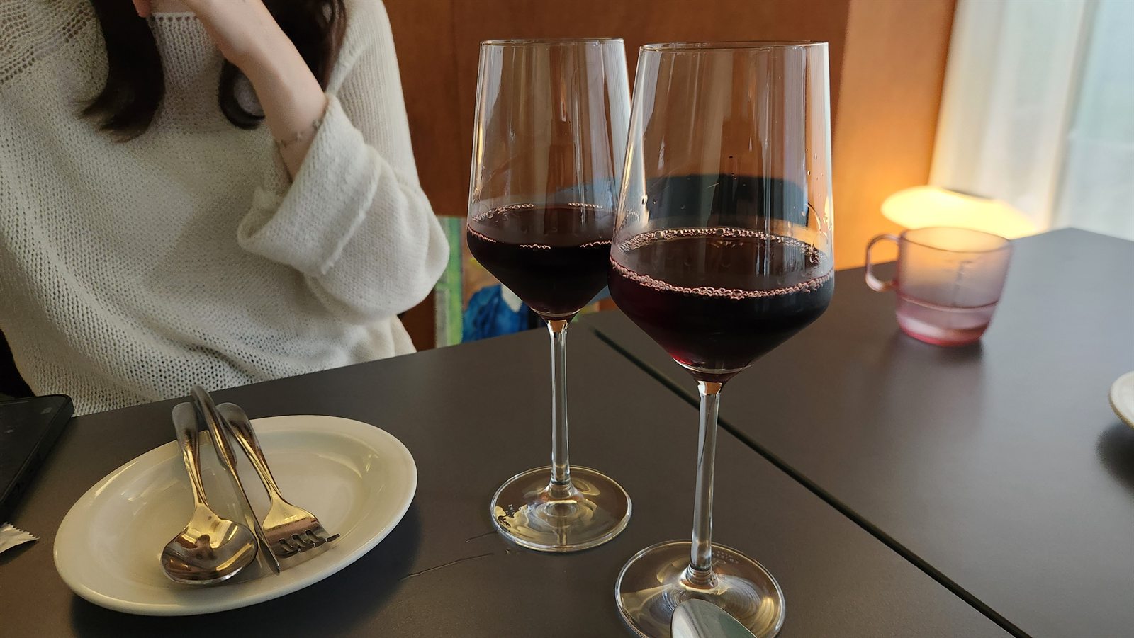 Two glasses of red wine at Frater